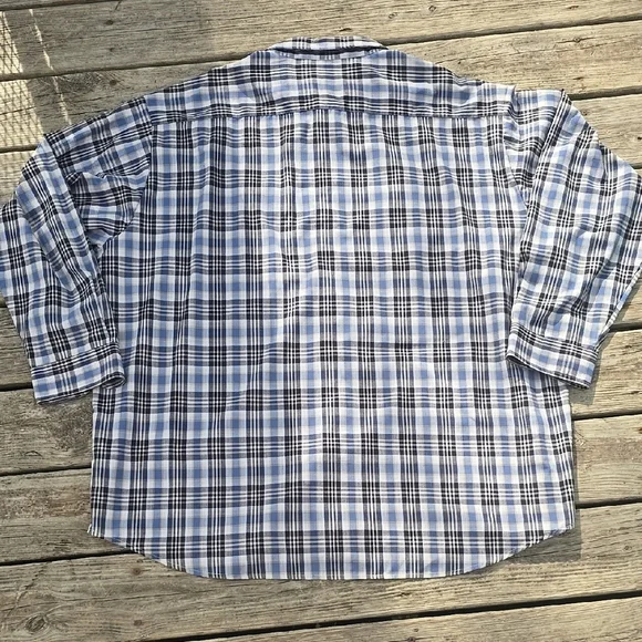 Blue Plaid Long Sleeve Dress Shirt - Picture 5 of 6